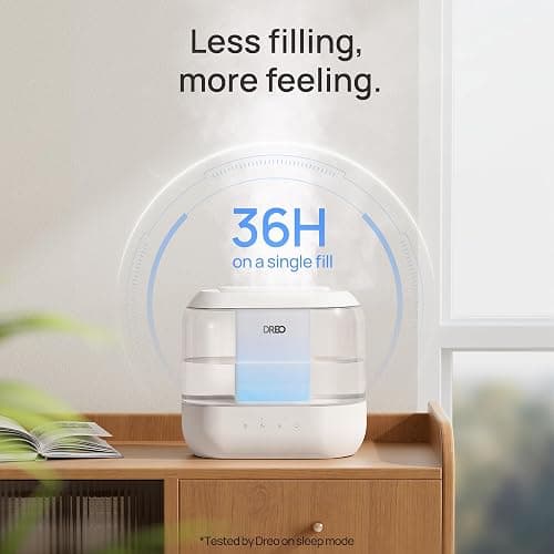 DREO Humidifiers for Bedroom, Top Fill 4L Supersized Cool Mist Humidifier, 36H Runtime, 28 dB Quiet Ultrasonic Air Humidifier for Large Room, Plants, Baby Nursery, Indoor, Night Light, Easy to Clean thumbnail 3