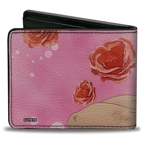 Crunchyroll Wallet, Bifold, Black Clover Sexy Yami Sukehiro Pose and Roses Pinks, Vegan Leather thumbnail 3