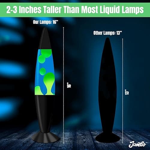 JAMBO 16" Beautiful Lamp- Blue with Yellow/Green Wax, Relaxing Liquid Lamp for Living Room Office Bedroom Adults Teens Kids, Magma Light, Night Light Nightlight, Home Decor thumbnail 7