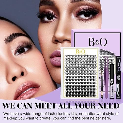 B&Q Lash Clusters Kit 280PCS Eyelash Clusters Kit,30D 50D D 9-16MIX Individual Lash Comfortable Eyelash Extension Set, Classic Look with Bond and Seal Waterproof, Remover DIY at Home(Set,30D50D) thumbnail 7