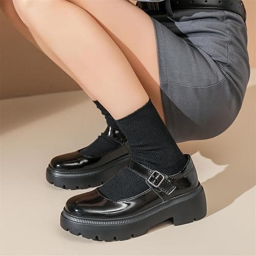 Touchmosees Women's Mary Janes Shoes Platform Dress Chunky Pumps Oxfords Low Heel Round Toe Ankle Strap Pumps Wedges Shoes thumbnail 4