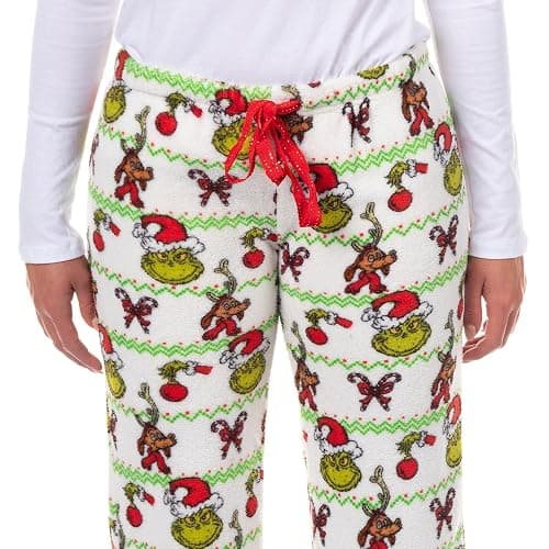 Dr. Seuss The Grinch Pajama Pants Women's Ugly Sweater Candy Canes Ornaments Lounge PJ Bottoms thumbnail 3
