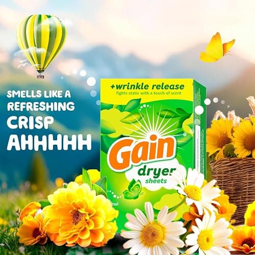 Gain dryer sheets Plus Wrinkle Release, Original Scent, 120 Count, Fights static with a touch of scent, laundry sheets thumbnail 3