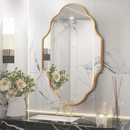 Dorlicecass Wall Mirror for Bathroom - Gold Mirror Wall Decor 20" x 36" Single Modern Mirror Wall Decor with Aluminum Alloy Frame for Bathroom, Bedroom, Living Room, Dining Room, Cloakroom, Entryway thumbnail 4