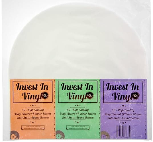 50 LP Inner Sleeves Anti Static Round Bottom 33 RPM 12" Vinyl Record Sleeves Provide Your LP Collection with The Proper Protection - Invest In Vinyl - Image 1