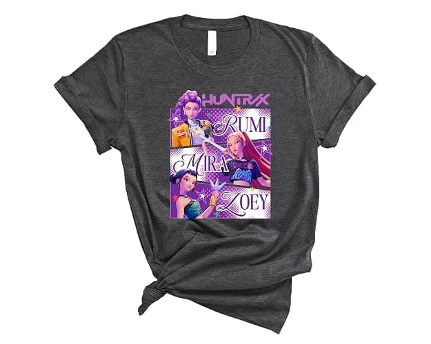 Huntrix T-Shirt, Demon Pop Hunters Movie Shirt, Korean Pop Concert Outfit, Fantasy Animation Film Graphic Tee, Pop Music Idol Inspired Shirt (PINK, YOUTH MEDIUM) thumbnail 7