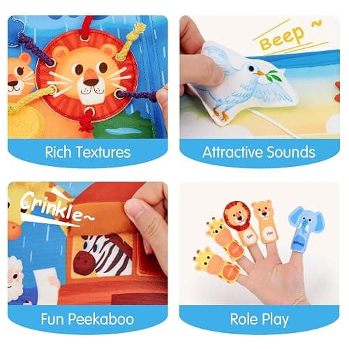 hahaland Noah's Ark Toy Busy Book for Toddlers 1-3 - Baptism Gifts for Boys Girls - Montessori Toys for 1 Year Old, Sensory Early Learning Educational One Year Old Boy Birthday Christmas Toddler Gifts thumbnail 5