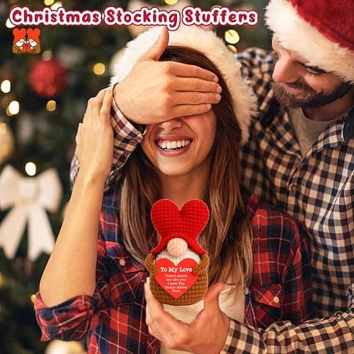 BackURyear Valentines Day Gifts for Her Him, to My Love Crochet Heart Gnome Wedding Anniversary Long Distance Gift for Boyfriend Girlfriend Wife Husband, Romantic Birthday Gift for Couple thumbnail 9