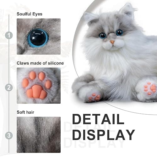 Chongker Weighted Stuffed Animals, Handmade Realistic Cat Plush Toy 3.3LBS, Lifelike Real Cat Size Companion Plush Doll thumbnail 4
