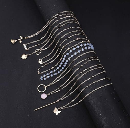 Honsny 20PCS 14K Gold Plated Choker Necklaces for Women, Dainty Gold Diamond Coin Pearl Pendant Simple Chain Necklace Set Cute Gold Layered Necklaces for Women Teen Jewelry Gifts thumbnail 6