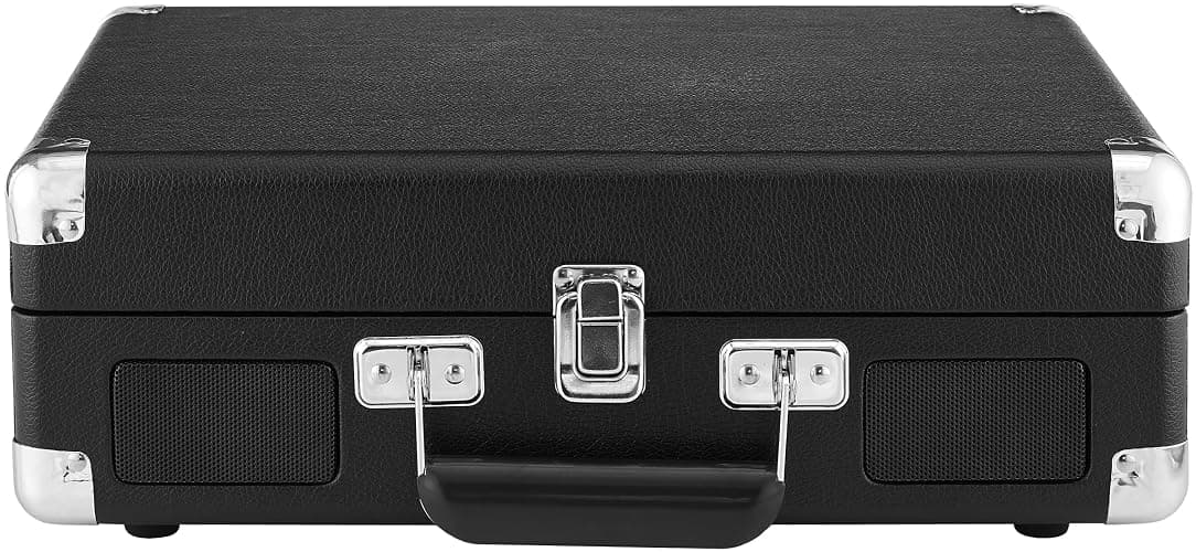 Crosley CR8005F-BK Cruiser Plus Vintage 3-Speed Bluetooth in/Out Suitcase Vinyl Record Player Turntable, Black/Red thumbnail 8