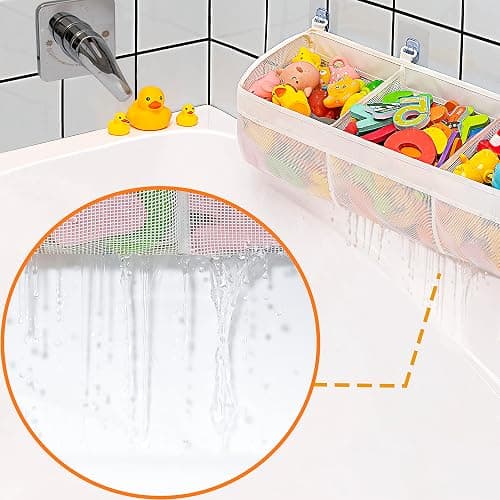 Austion Original 3 Compartment Horizontal Large Openings Bath Toy Organizer for Tub, Capacity Upgrade Bath Toy Storage and Holder, Bathtub Toy Holder for Easy Access and Sorting of Toys. thumbnail 3