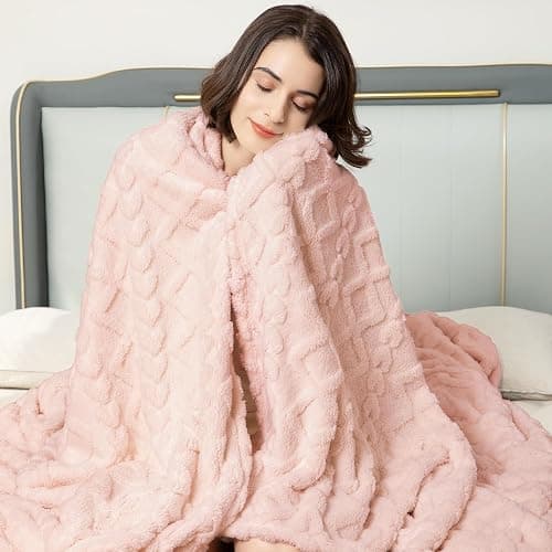 Aganear Flannel Throw Blanket - Cozy Soft Lightweight Fuzzy Portable Throw Blankets, Boho Decor for Home, Warm Gifts for Birthday, Christmas, Halloween, Housewarming(50"x60", Pink) thumbnail 7