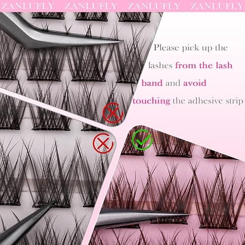 Self Adhesive Eyelashes Brown Self Adhesive Lash Clusters Natural No Glue Lashes Dark Brown Eyelash Extensions Pre-glued Eyelash Clusters Wispy Press on Individual Lashes 8-16mm by ZANLUFLY thumbnail 8