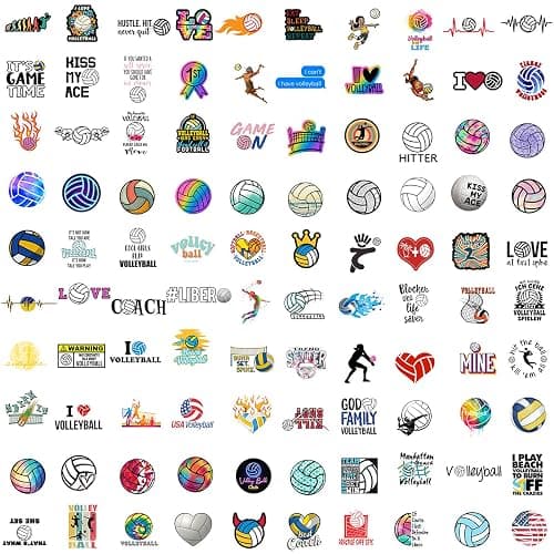 Volleyball Stickers, 100PCS Motivational Volleyball Water Bottle Stickers for Kids, Anywhere You Need Vinyl Waterproof Stuff thumbnail 3