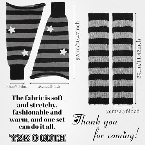 Jspupifip Y2K Leg Warmers for Women, Star Arm Warmers Streetwear Leg Cover Retro Stretchy Dance Accessories thumbnail 4