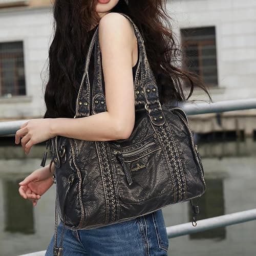 Angel Kiss Hobo Bags For Women Vegan Leather Hobo Satchel Handbags Large Tote Purses Shoulder Bag thumbnail 2