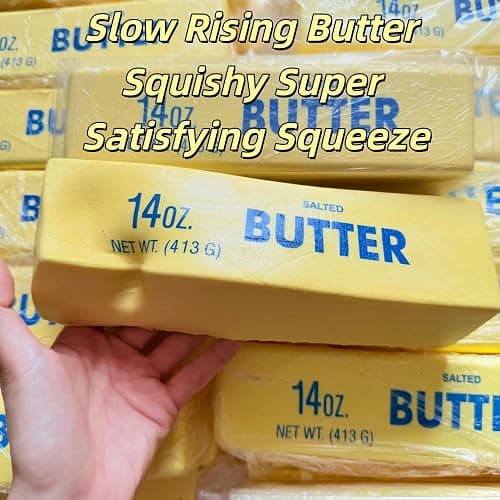 9.5 Inch Giant Butter Squishy Slow Rising, 14oz Big Butter Squishy Large Butter-Shaped Stick Stress Relief Squeeze Toy, Soft Sticky Food Squishies for Relaxation & Focus, Desk Gift thumbnail 6