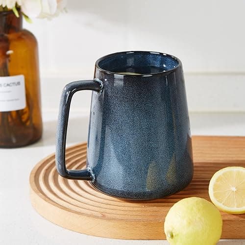 Large Ceramic Coffee Mugs, 24 OZ Extra Large Tea Cup, Jumbo Mug, Big Handle | Extra Large Tea and Coffee Cup for Office and Home, Microwave and Dishwasher Safe (24 oz Blue) thumbnail 4