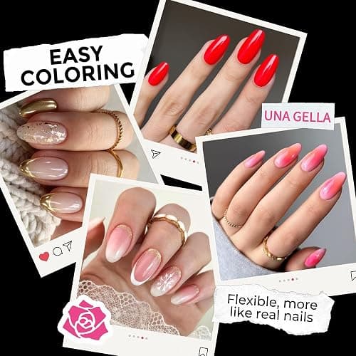 UNA GELLA Medium Oval Fake Nails Pre-Shape 216pcs Round Gel Nail Tips Press on Nails for Full Cover Acrylic Round Oval Full Nails False Nails 12 Sizes False Soft Gel Tips thumbnail 3