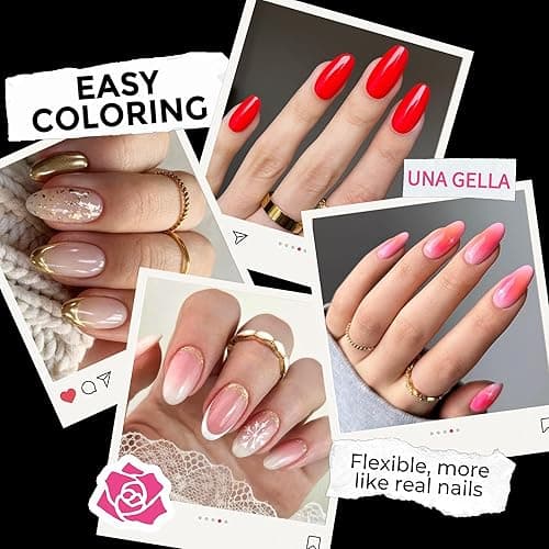UNA GELLA Medium Oval Fake Nails Pre-Shape 216pcs Round Gel Nail Tips Press on Nails for Full Cover Acrylic Round Oval Full Nails False Nails 12 Sizes False Soft Gel Tips thumbnail 4