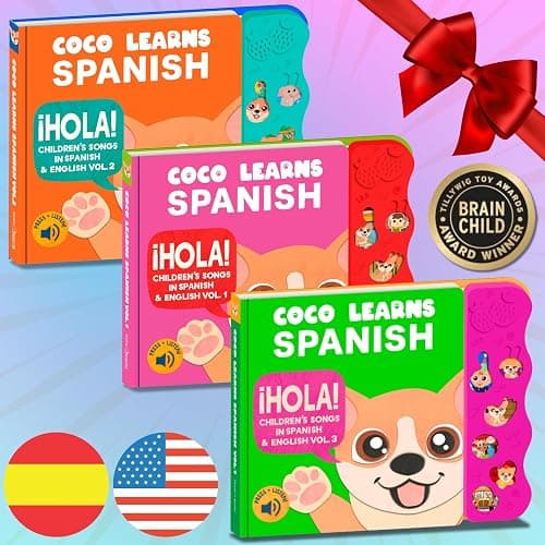 Coco Learns Spanish Vol. 3 — Interactive Sound Board Book for Toddlers 1-3, Bilingual English & Spanish Songs & Music, Talking Musical Book, Musical Toy Gift for Babies & Kids thumbnail 8