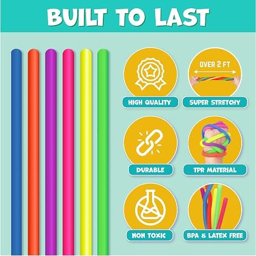 BUNMO Kids Easter Basket Stuffers - Sensory Stretchy Strings for Toddlers 3+ - Stimulating Fidget Toys for Toddlers - Easter Basket Stuffers for Kids - Hours of Fun- Non-Mouthable 3+ - Smooth 6 Pack thumbnail 4