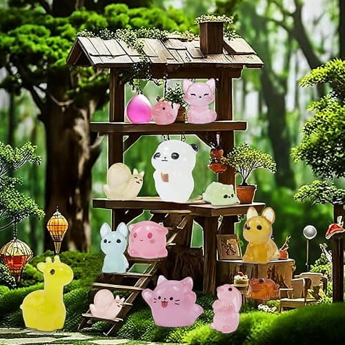 150 Pcs 1inch Luminous Mini Resin Animals Bulk, Figures Glow in The Dark, Tiny Miniature Resin Animals for Creative Crafts Ornaments, Fairy Gardens Decor and Dollhouse Hide Accessories thumbnail 4