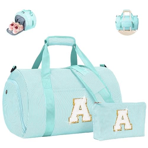 Vogewood Gift for Teenager, Girls Travel Duffle Bag, Duffle Bag for Kids | Dance Bag for Girls, Personalized Weekend Bag with Cosmetic Pouch & Shoe Compartment, Teen Girl Gifts Trendy Stuff (Letter A) - Image 1