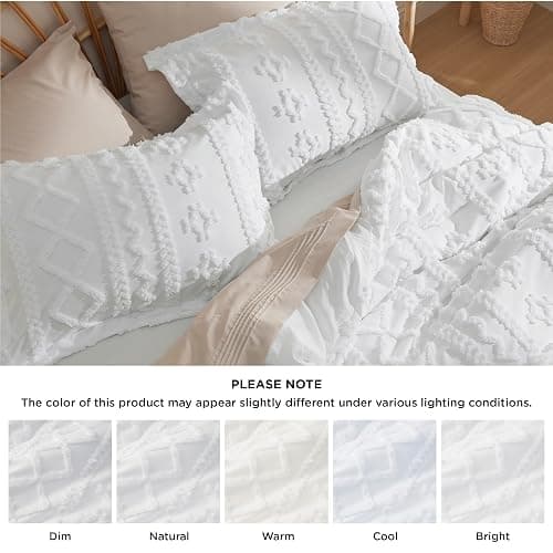 Bedsure Boho Duvet Cover Queen Size, Soft & Comfortable Elegant Design Boho Bedding for Decoration, Machine Washable Comforter Cover for All Seasons,Includes 1 Duvet Cover & 2 Pillow Shams,White thumbnail 7