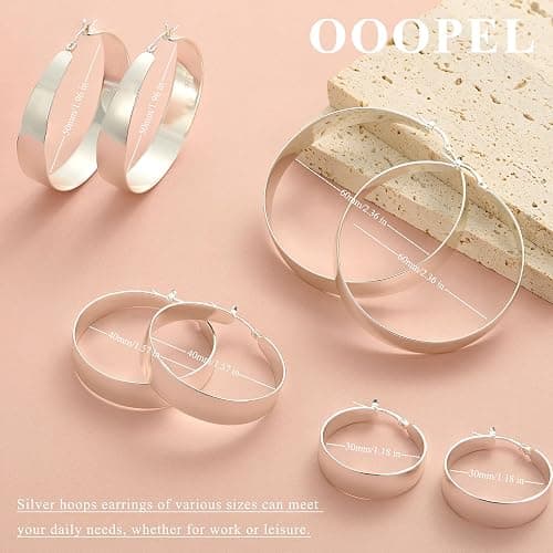 OOOPEL 10mm Wide 925 Sterling Silver Hoops Earrings for Women, 14K Real Gold Plated Hoop Earrings for Women Hypoallergenic Lightweight Oversize Big Gold Hoop Earrings Jewelry Gifts 30/40/50/60MM thumbnail 6