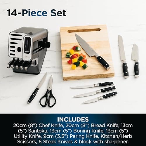Ninja Foodi StaySharp Knife Block with Integrated Sharpener Deluxe 14-Piece Set K32014EUUK - Black thumbnail 3