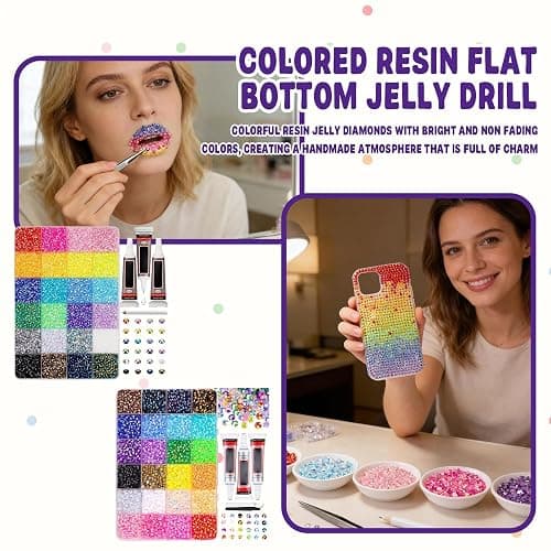 Bedazzling Kit with Glue and Pen: 24 Colours 30000 Pcs 3mm Resin Flatback Rhinestones, Multicolour Gems for DIY Crafting, Gem Kit for Nail Art, Diamond Art, Clothing, Shoes & Book Covers thumbnail 4
