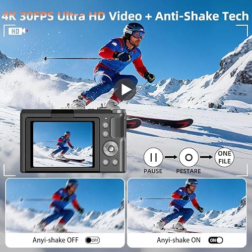 4K Digital Camera for Photography and Video, 56MP Autofocus Vlogging Camera for YouTube, 3" 180° Flip Screen & 16X Digital Zoom, Compact Travel Cameras with 32GB SD Card for Beginners & Adults thumbnail 3