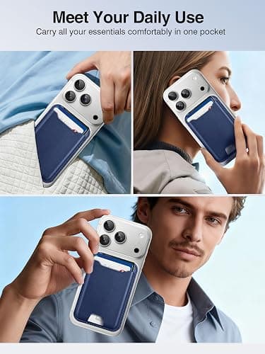 TopMade for Magsafe Wallet, Strongest Magnetic Card Holder for iPhone 17, iPhone 16/15/14/13/12 Series, Leather Magnetic Phone Wallet with Powerful Magnet, RFID Blocking, Fit 4 Cards, Dark Blue thumbnail 8