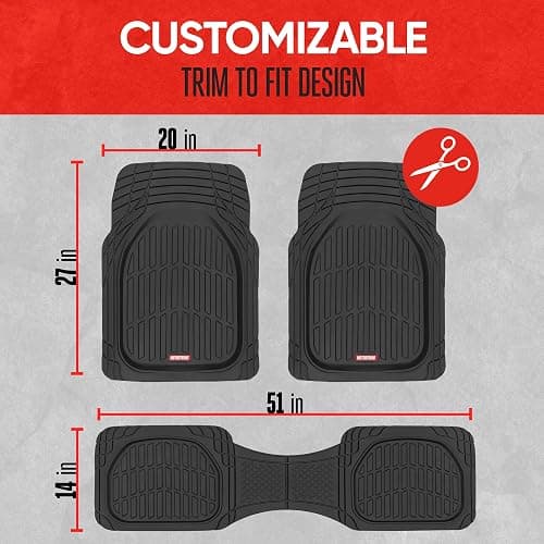 Motor Trend FlexTough Floor Mats for Cars, Black Deep Dish All-Weather Car Mats, Waterproof Trim-to Fit Automotive Floor Mats for Cars Trucks SUV, Universal Floor Liner Car Accessories thumbnail 5