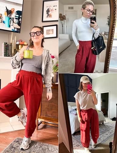 Xiaoxuemeng Womens Baggy Wide Leg Pants Casual Elastic Waisted Palazzo Harem Pants with Pockets thumbnail 2