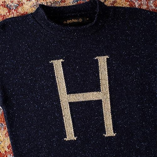 Harry Potter 'H' Sweater - Adult Replica Chunky Knit Navy Pullover - Costume & Collectible - Wizarding World Merchandise thumbnail 4