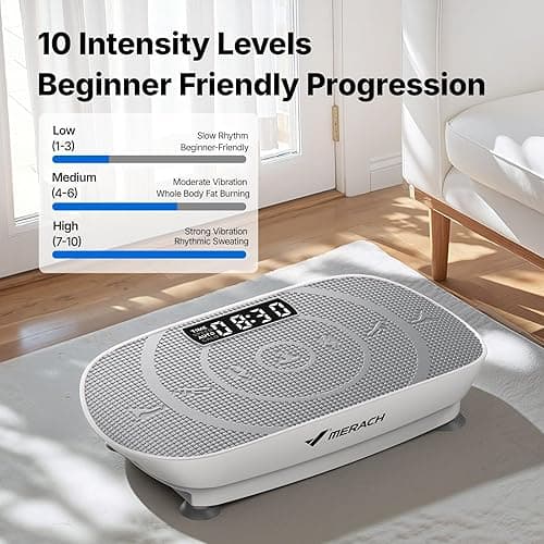 MERACH Vibration Plate Exercise Machine, Curved Vibration Plate for Lymphatic Drainage Weight Loss, Vibrating Plate with Real-Time Calorie Tracking on LED Display, Workout Equipment for Home Women Men thumbnail 6