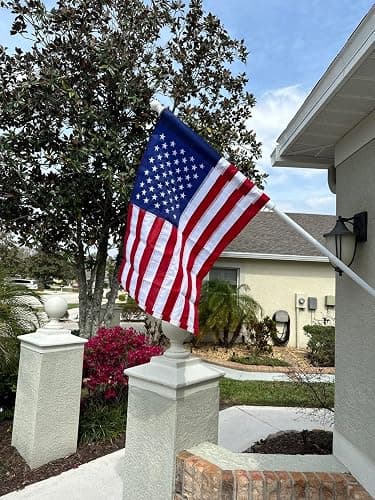 White Flag Poles for Outside House - 5ft Tangle Free Flag Pole for House,Heavy Duty Metal Flagpole Hardware for 3x5 American Flags,Outdoor Flagpoles Mount for Porch,Car,Truck,Boat (without Bracket) thumbnail 2