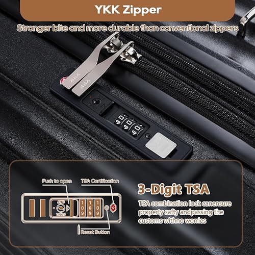 Joyway Carry On Luggage, Expandable Suitcase with Smart Cup Holder and USB Port, 20 IN Hardside Checked with TSA Lock Spinner Double Wheels, Black thumbnail 8