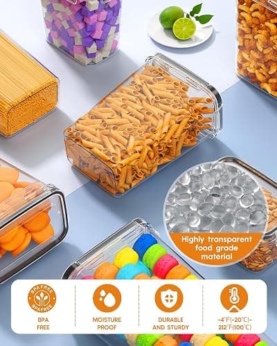 Airtight Food Storage Containers with Lids, 15 PCS Kitchen and Pantry Organization Canisters, BPA-Free, PVC-Free, Food-grade Plastic Leak-proof Jars for Cereal, Flour, Sugar, Extra 24 Labels & Marker thumbnail 5
