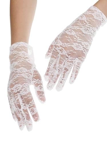 SATINIOR Lace Gloves for Women Tea Party Short Lace Gloves Courtesy Dressy for Cosplay Dinner Party Evening thumbnail 6