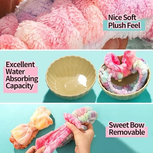 LEOBRO Spa Headband, Makeup and Skincare Headbands for Women, Headband for Washing Face, Face Wash Skin Care Make Up Headbands, with Hair Scrunchies, Christmas Gifts for Teens, Girls, Women thumbnail 5