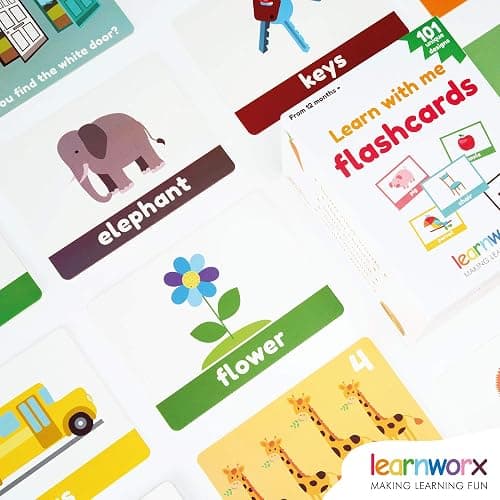 LearnWorx 101 Baby Flash Cards for Toddlers 1-3 | Award Winning First Words Toddler Flash Cards | Speech Toys Help Learn Objects, Numbers & Play Games - Big Toddler Learning Flashcards Preschool Kids thumbnail 8