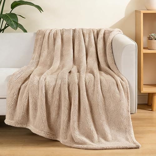 Exclusivo Mezcla Soft Plush Fleece Throw Blanket for Couch Camel | Fluffy Velvet Fuzzy Blankets, Breathable Flannel Throws for Bed, Cozy Lightweight Dorm Decor for All Seasons, 50x60 Inches thumbnail 3