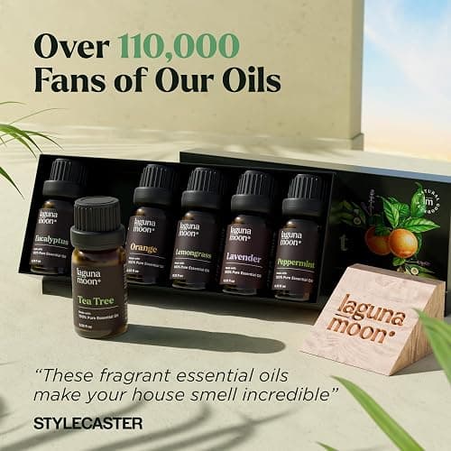 Lagunamoon Essential Oils Set - Top 6 Blends for Diffusers, Home Care, Candle Making Scents, Fragrance, Aromatherapy, Humidifiers, Gifts - Peppermint, Tea Tree, Lavender, Eucalyptus, Orange (10mL) thumbnail 7