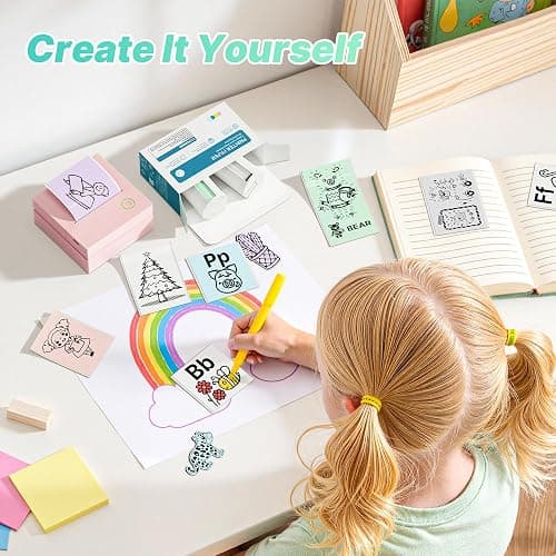 TYPONOS Sticker Printer, PM290 Mini Printer, Bluetooth Sticker Maker Machine with 3 Rolls Paper, Portable Print Pod for Study Notes, Journal, Lists, Pictures, DIY Gifts for School Office Home, Pink thumbnail 6
