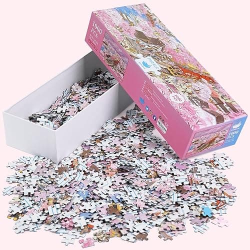 MOMIBOOK 1000 Piece Puzzle for Adults Jigsaw Puzzles of Arashiyama Sakura Tour, Painting Image Cherry Blossom Difficult Challenging Impossible Puzzle Unique Party Christmas Birthday Gifts thumbnail 9