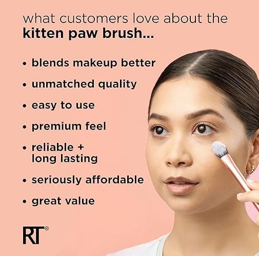 Real Techniques Brightening Concealer Makeup Brush, Viral Kitten Paw Brush Conceals Under Eyes, & Imperfections, Cover Dark Circles, For Brightener & Concealer, RT 242 Brush, Cruelty-Free, 1 Count - Brightening Concealer & Eye Creams Makeup Brush, 1PC thumbnail 5